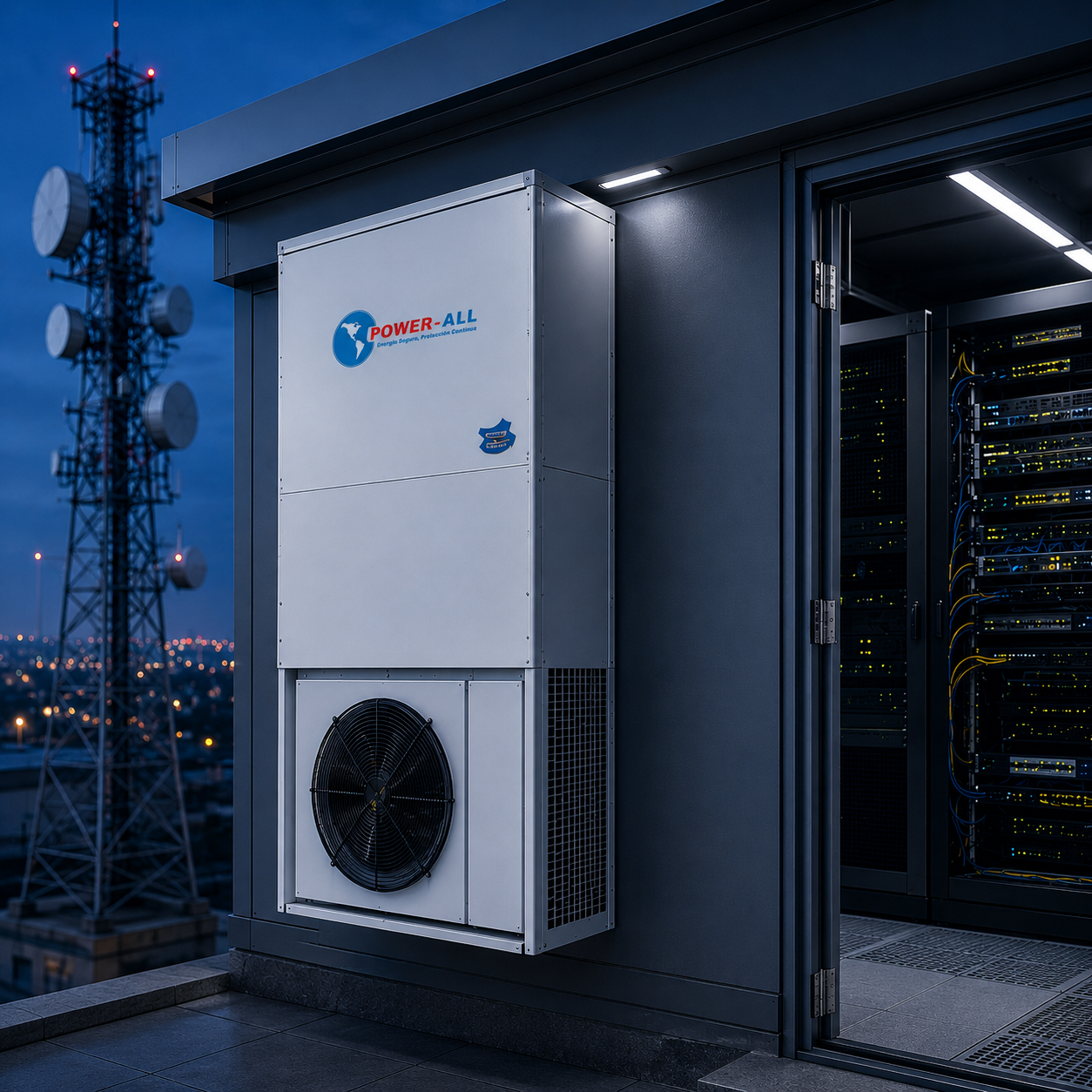 aire de precision instalado en caseta de telecomunicacion